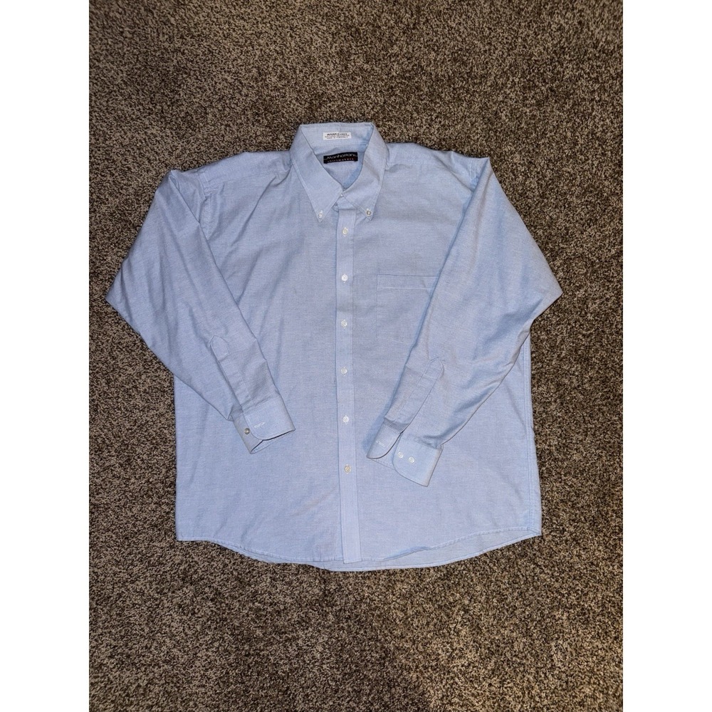 Button Up Men's Long Sleeve Shirt By Manhattan Shirtmakers Denim Color 34/35